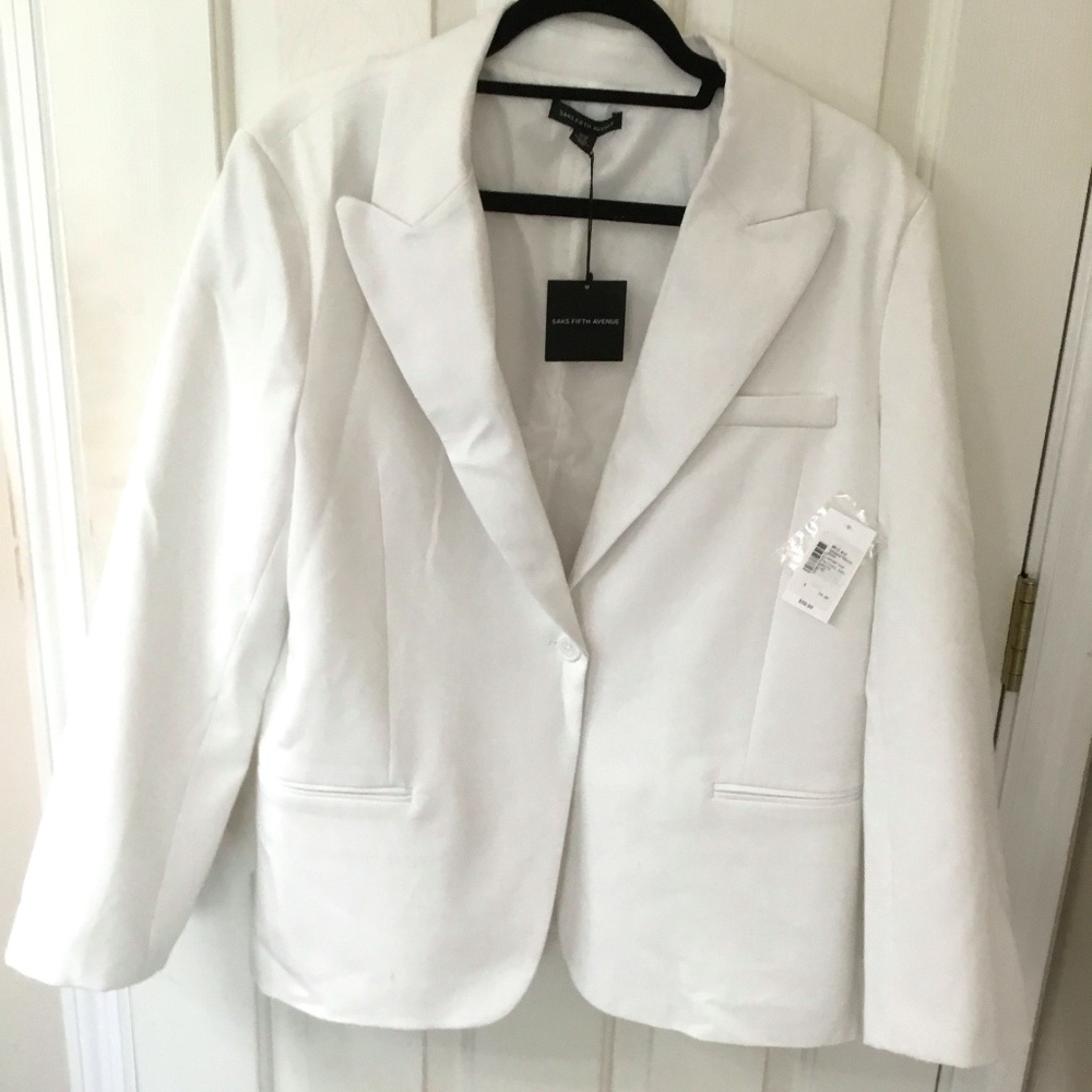 Saks Fifth Avenue White Blazer, NWT, Size Large